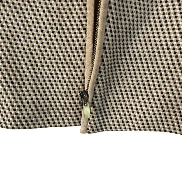 Carlisle Vintage 90s Woven Wool Blazer Jacket Tan Black High Collar Zip Up, Sz 4 - Picture 8 of 12